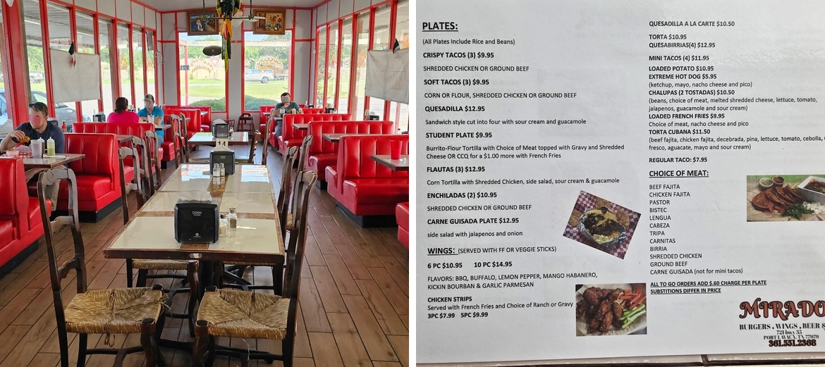 El Mirador restaurant Menu